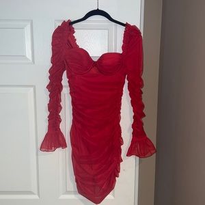 Oh Polly red scrunched dress with underwire bra